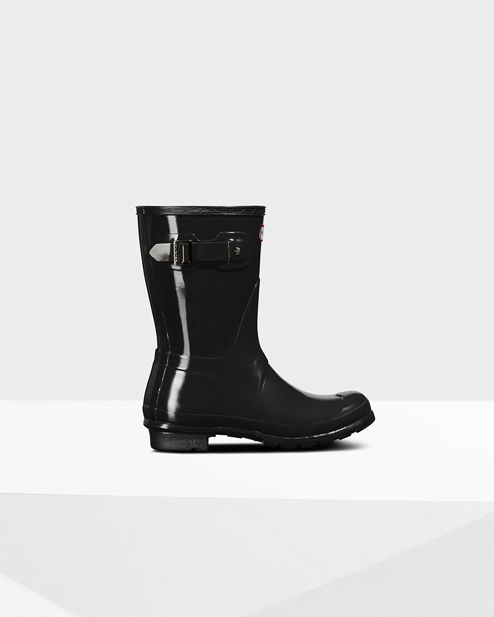 Womens Hunter Original Gloss - Short Rain Boots Black - 4372-MFGOZ